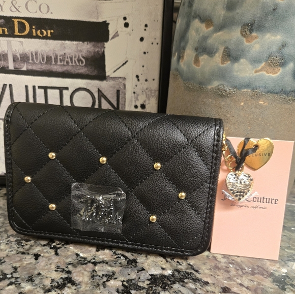 Juicy Couture Handbags - Juicy Couture Black Quilted Wallet with Gold Accents